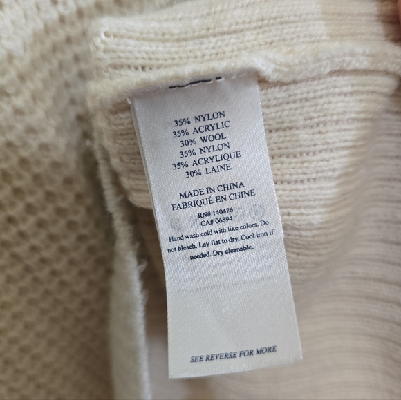 Faherty Wisp Waffle Sweater Women's XS Relaxed Fit Crewneck Sporty Arm Stripes - Picture 6 of 6